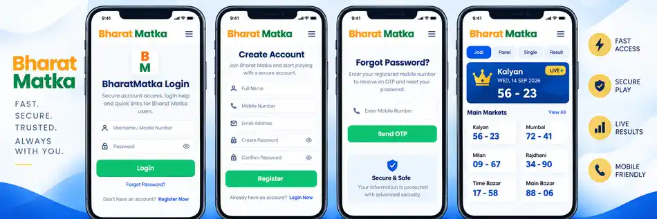 BharatMatka login registration password recovery and chart previews